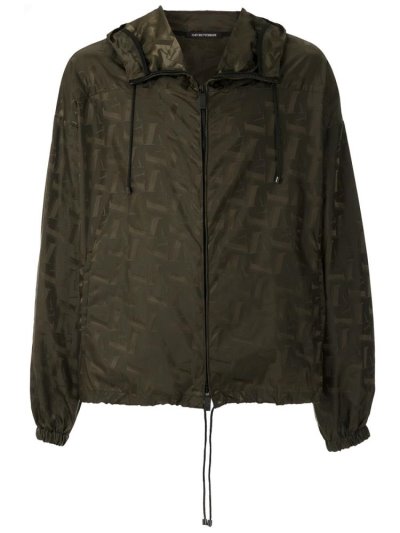 Abrigos Armani Emporio All Over Print Windbreaker Hombre Verde | N3T8XC6B