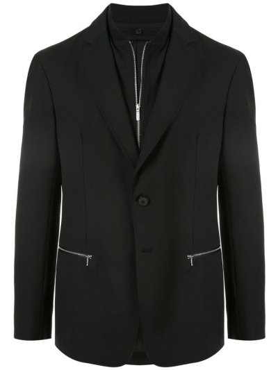 Blazers Armani Emporio Layered Zipped Hombre Negras | HYW8Q0PL