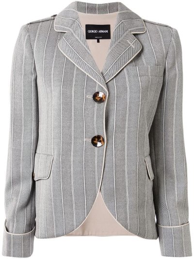 Blazers Giorgio Armani Striped Single Breasted Mujer Gris | XJ2X40D9