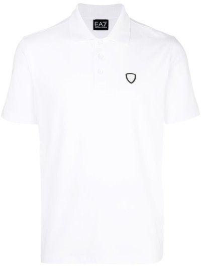 Camisa Polo Ea7 Emporio Armani Logo Patch Hombre Blancas | JMFAQTQ3