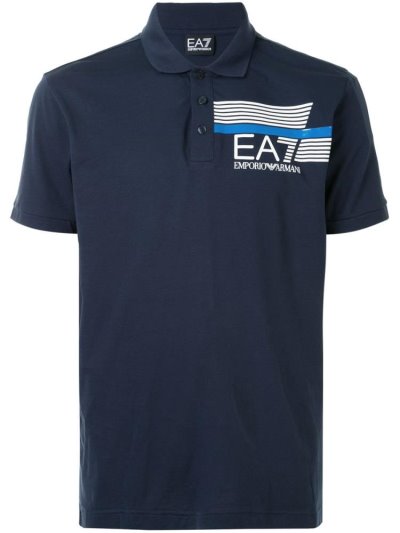 Camisa Polo Ea7 Emporio Armani Logo Hombre Azules | UT61IB6V