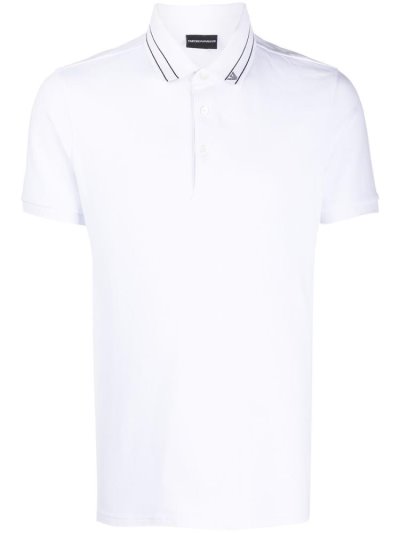 Camisa Polo Armani Emporio Logo Print Collar Hombre Blancas | IHFNHNV5