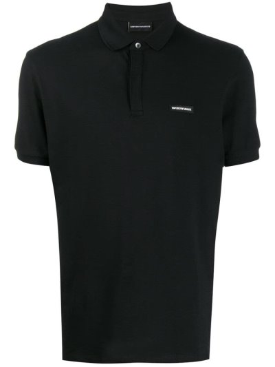 Camisa Polo Armani Emporio Patch Detail Hombre Negras | TY5U74OJ