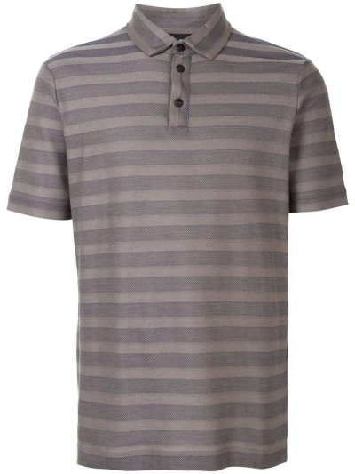 Camisa Polo Giorgio Armani Striped Hombre Gris Azules | 1JPAU64W