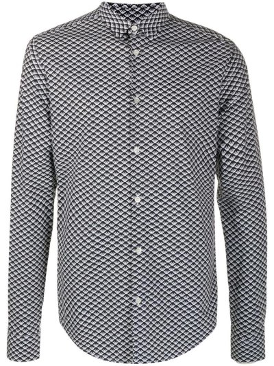 Camisas Armani Emporio All Over Op Art Hombre Negras Blancas | RR5F8DUE