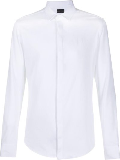 Camisas Armani Emporio Concealed Fijacion Hombre Blancas | SZ5WG20W