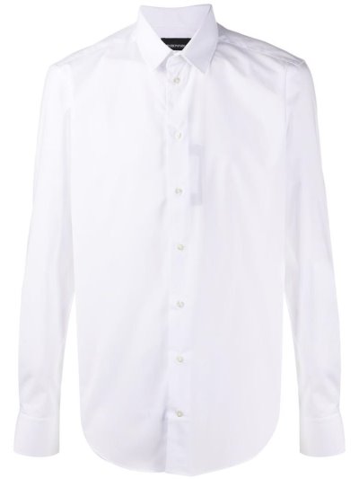 Camisas Armani Emporio Long Sleeve Fitted Hombre Blancas | PHFCVETY