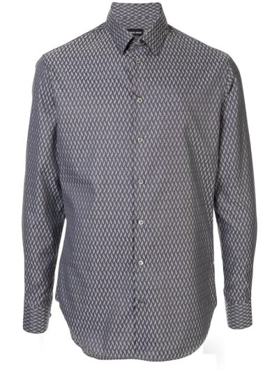 Camisas Giorgio Armani Chevron Print Hombre Gris | ULIO8RWH