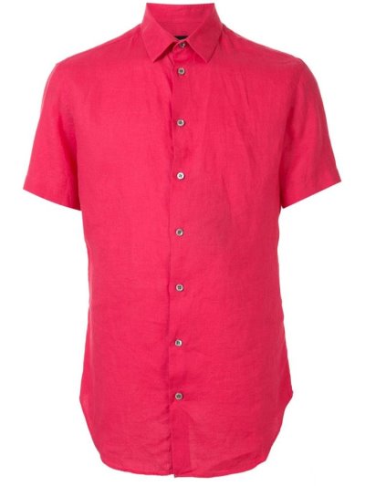 Camisas Giorgio Armani Corta Sleeve Fitted Hombre Rosas | 301NA1Z2