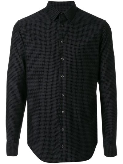 Camisas Giorgio Armani Geometric Print Hombre Negras | GQP5HZWF