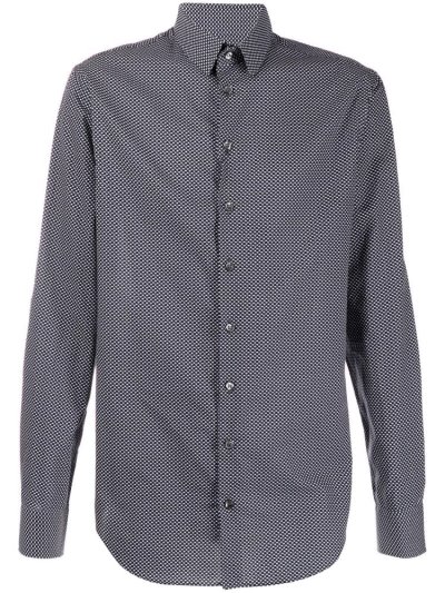 Camisas Giorgio Armani Printed Hombre Azules Negras | WZG8FQQE