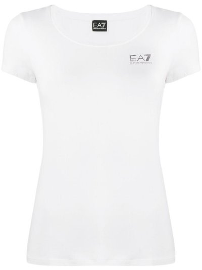 Camiseta Ea7 Emporio Armani Corta Sleeve Logo Mujer Blancas | 6GS9E1DC