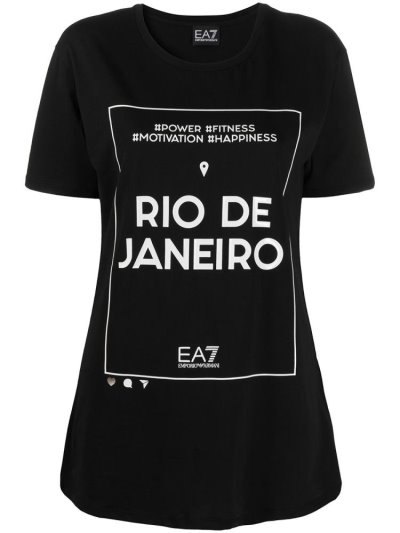 Camiseta Ea7 Emporio Armani Corta Sleeve Printed Logo Mujer Negras | ZE8W27Y5