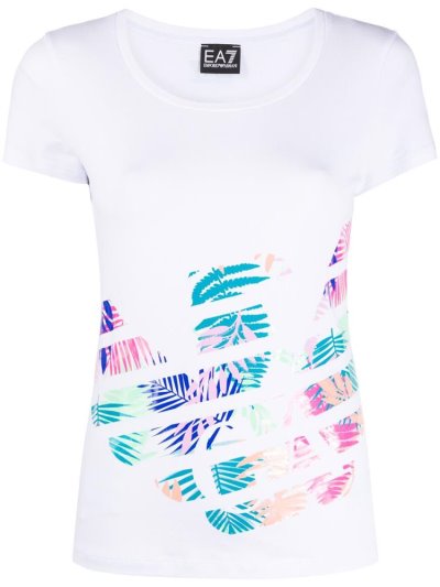 Camiseta Ea7 Emporio Armani Logo Print Mujer Blancas | AGQU4QMJ