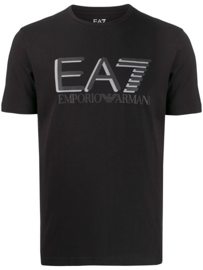 Camiseta Ea7 Emporio Armani Logo Print Hombre Negras | C8URBK36