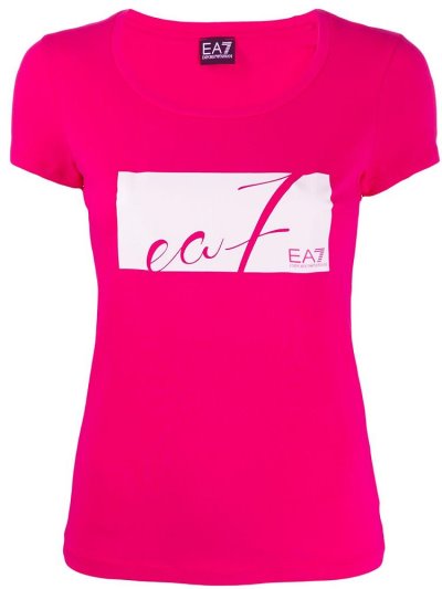 Camiseta Ea7 Emporio Armani Logo Print Mujer Rosas | HGRITTU1