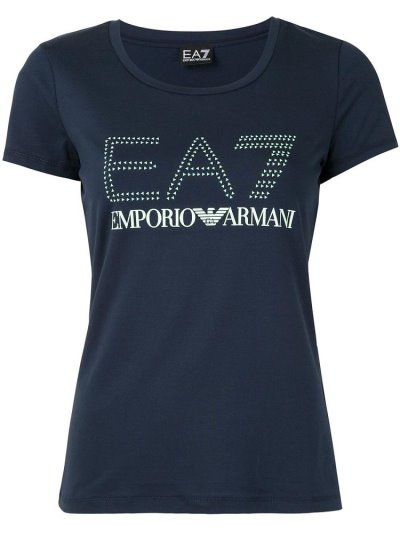 Camiseta Ea7 Emporio Armani Logo Print Mujer Azules | L7OR3BPE