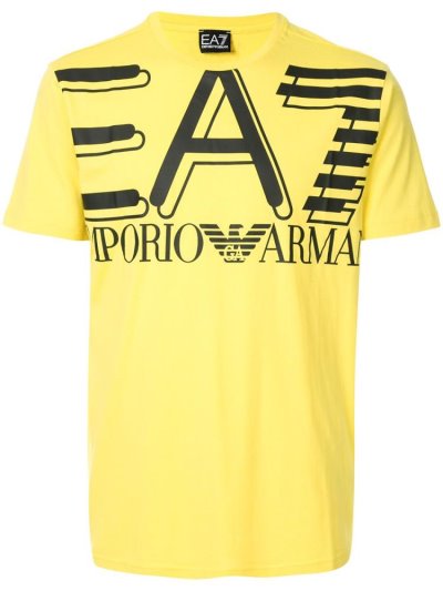 Camiseta Ea7 Emporio Armani Logo Print Crew Neck Hombre Amarillo | QKV4YI6E