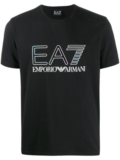 Camiseta Ea7 Emporio Armani Printed Logo Hombre Negras | G7RNGT9O