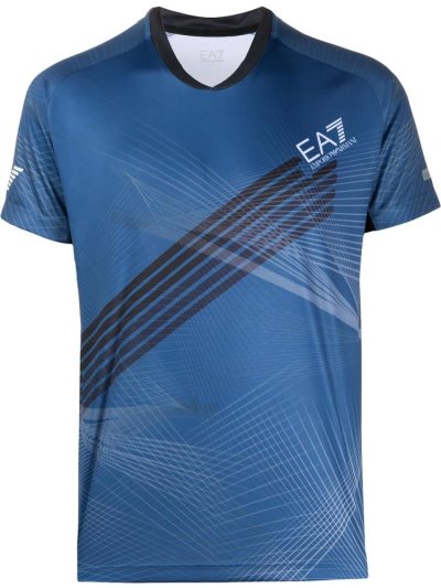 Camiseta Ea7 Emporio Armani Sports Printed Hombre Azules | AR6LSJ67