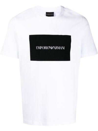 Camiseta Armani Emporio Boxed Logo Print Hombre Blancas | HI727X4W