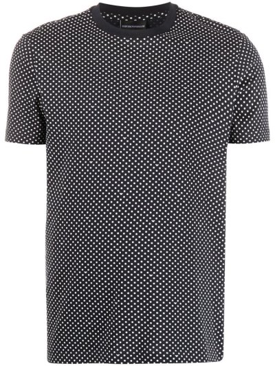 Camiseta Armani Emporio Dotted Crew Neck Hombre Azules Blancas | NODX38N0