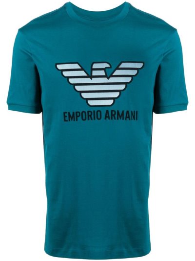 Camiseta Armani Emporio Eagle Logo Hombre Azules | NWK3VYEU