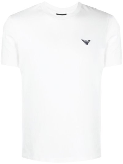 Camiseta Armani Emporio Embroidered Logo Hombre Blancas | 0V9VMZZP