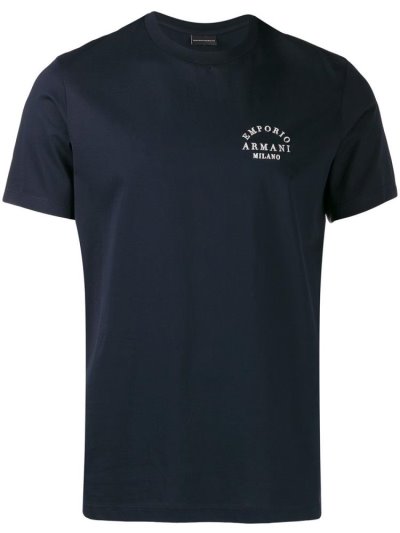 Camiseta Armani Emporio Embroidered Hombre Azules | H5RQ3YNW