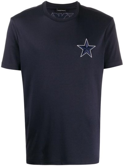 Camiseta Armani Emporio Embroidered Star Hombre Azules | QSYWRJM3