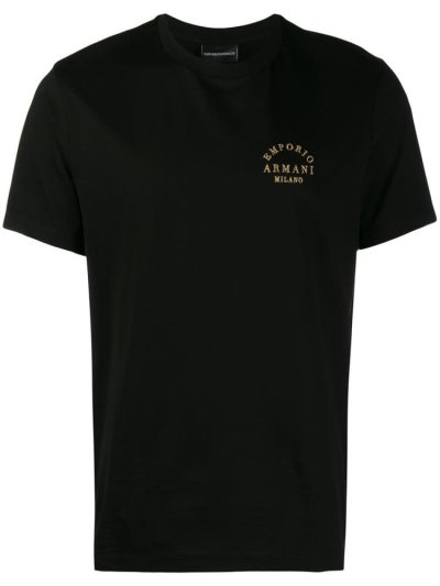 Camiseta Armani Emporio Logo Embroidered Hombre Negras | 6OY3YULG