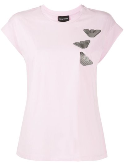 Camiseta Armani Emporio Logo Mujer Rosas | T2EVWLKH