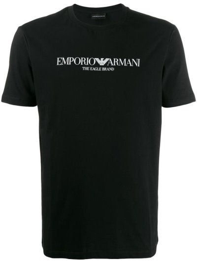 Camiseta Armani Emporio Logo Print Hombre Negras | 0049FIRY