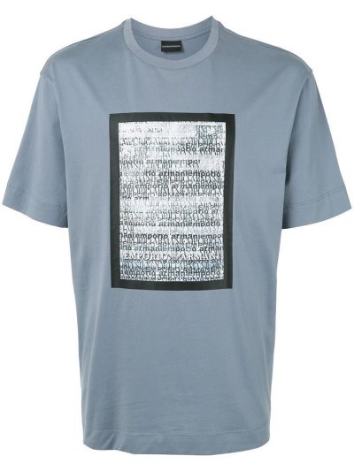 Camiseta Armani Emporio Logo Print Hombre Azules | 2EZ2JWTG