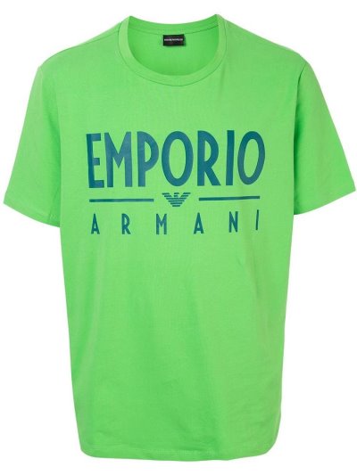 Camiseta Armani Emporio Logo Print Hombre Verde | 6Y4AX776