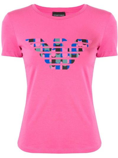 Camiseta Armani Emporio Logo Print Mujer Rosas | 7WHSOTRF