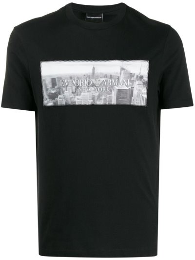 Camiseta Armani Emporio Logo Print Hombre Negras | A210ZDPM