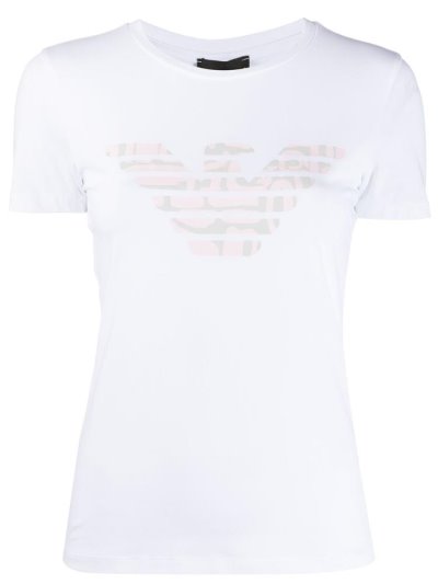 Camiseta Armani Emporio Logo Print Mujer Blancas | DL1VD4PG