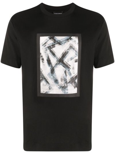 Camiseta Armani Emporio Logo Print Hombre Negras | IV7MSETJ