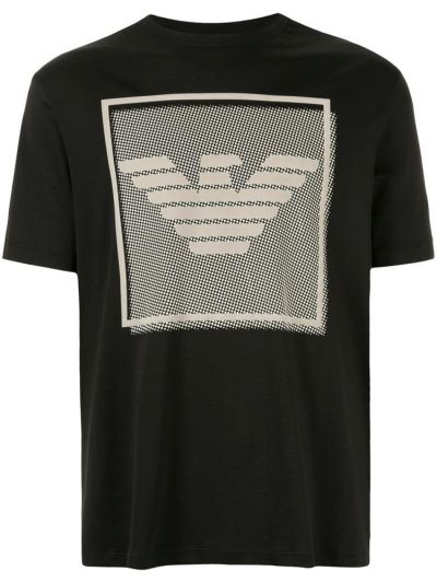 Camiseta Armani Emporio Logo Print Crew Neck Hombre Negras | PFRB486K