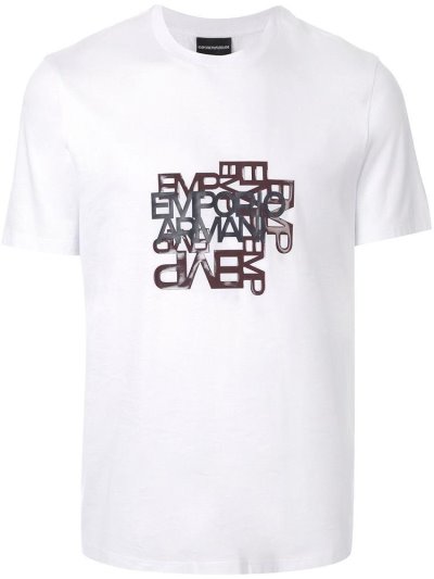 Camiseta Armani Emporio Logo Print Hombre Blancas | WJTQIB8N