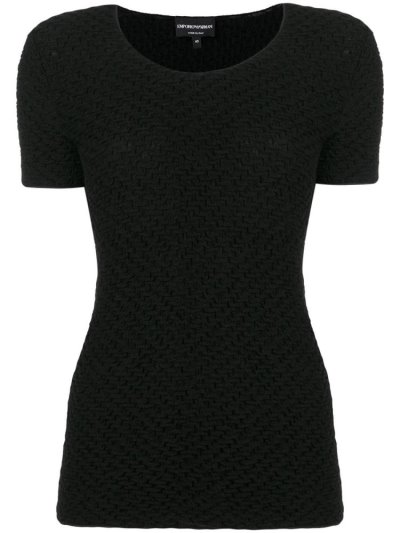 Camiseta Armani Emporio Ribbed Stretch Mujer Negras | 8IX81CLJ