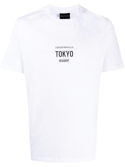 Camiseta Armani Emporio Tokyo' Graphic Print Hombre Blancas | EY1211JC