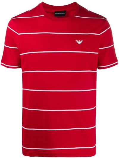 Camiseta Armani Emporio Woven Stripe Hombre Rojas | NKWHUBFY