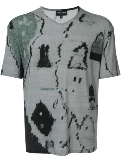 Camiseta Giorgio Armani Abstract Print Hombre Verde | 33FZAZIK