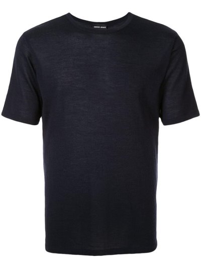 Camiseta Giorgio Armani Fine Knit Hombre Azules | 2ATR8WVF