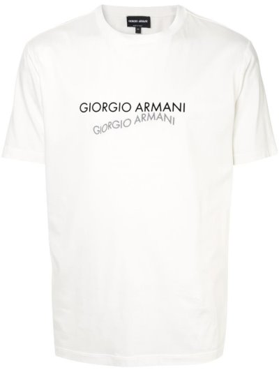 Camiseta Giorgio Armani Logo Print Hombre Blancas | J9NFI6SS