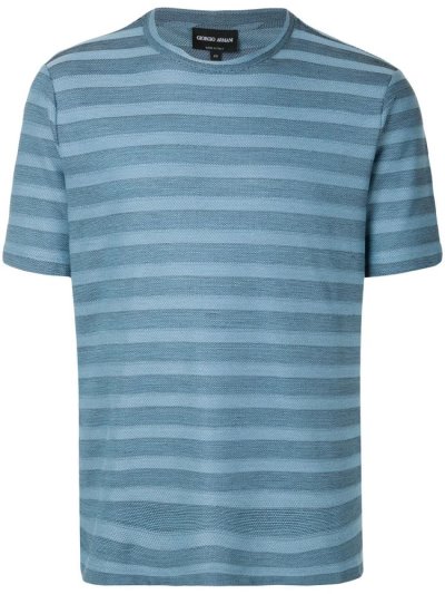 Camiseta Giorgio Armani Striped Corta Sleeve Hombre Azules Azules | REOSHQUN