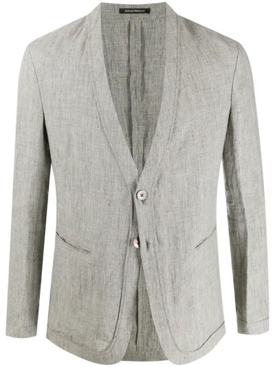 Chaquetas Armani Emporio Fitted Tweed Hombre Gris | QOAW4R4F