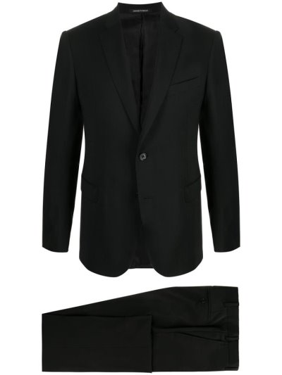 Chaquetas Armani Emporio Single Breasted Wool Suit Hombre Negras | 3KET1KCS